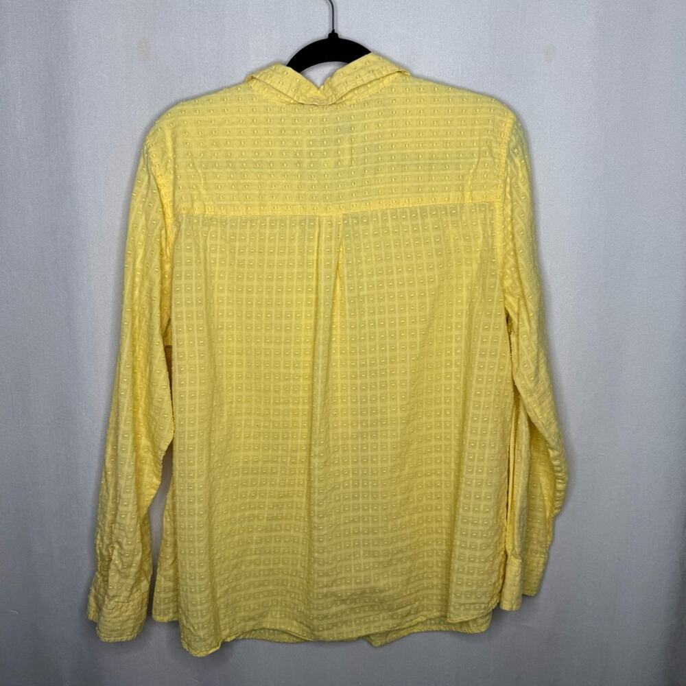 CHARTER CLUB / pastel pale yellow swiss dot textured button down shirt / 18 - Picture 2 of 7